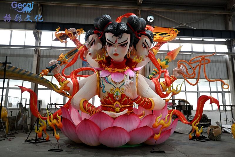 三头六臂哪吒花灯